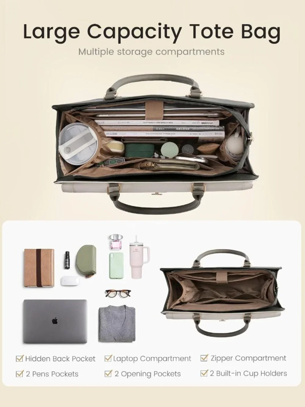 Stylish Laptop Tote Bag for Women | Work & Computer Bag with Pockets